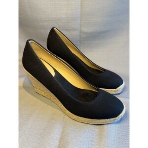 J.Crew $128 Seville Espadrille Wedges Black Size 9 Worn Once Excellent
